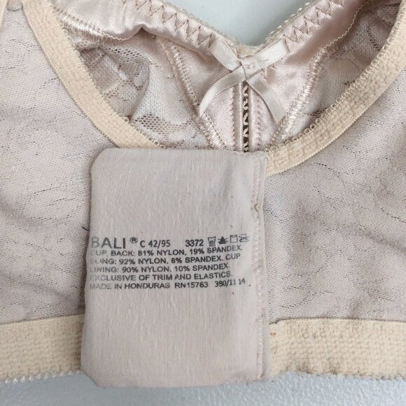 Bali Women's Wire-Free Bra Double Support 42C Beige Full Coverage Wireless 3372 - Picture 14 of 14